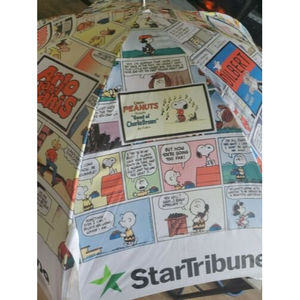 Vintage Newspaper THE Star & Tribune Umbrella  Comic Strip Print Wood Handle. BB